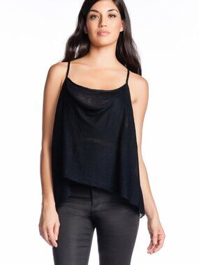 Inhabit Drop Needle Racer Tank Navy Blue Pullover Lace Sleeveless